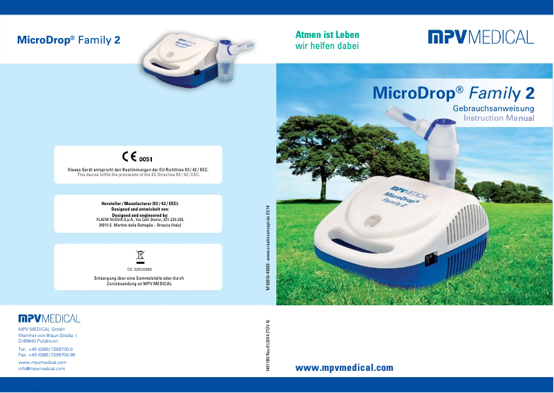 Page n°1 - Manuel utilisateur MPV Medical MicroDrop Family 2