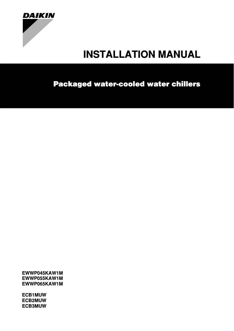 Page 1 de la notice Guide d'installation Daikin EWWP055KBW1N