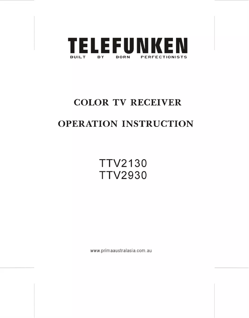 Page n°1 - Manuel utilisateur Telefunken TTV 2130