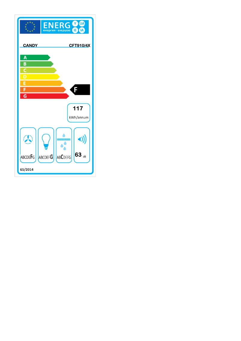 Page 1 de la notice Label énergétique Candy CFT910/4X