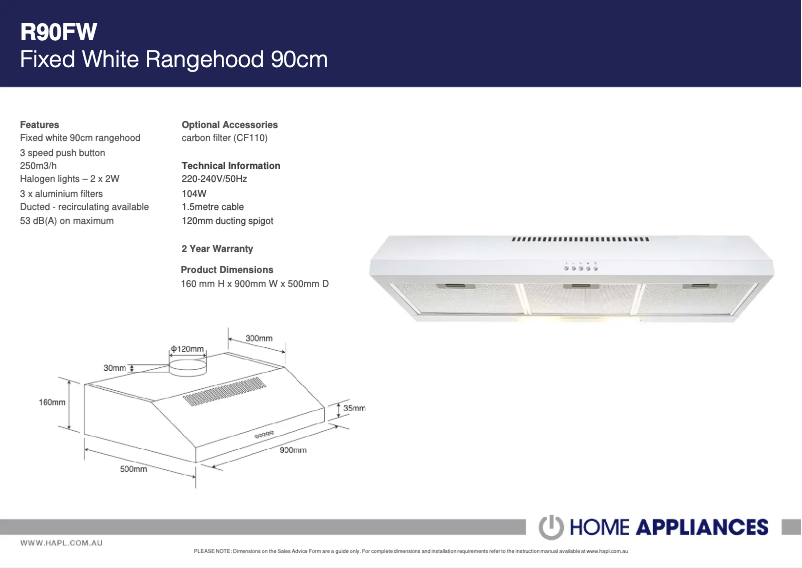 Página 1 del manual Ficha técnica Euromaid R90FW