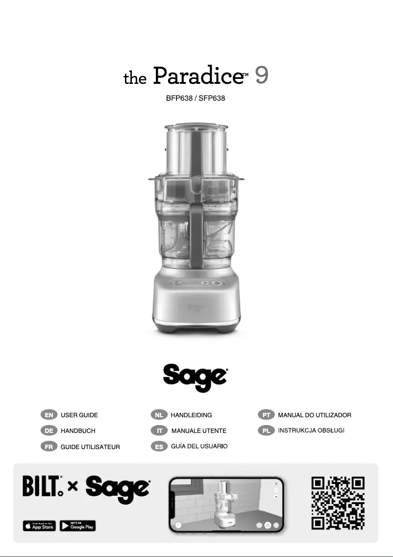 Image de la première page du manuel de l'appareil the Paradice 9 SFP638