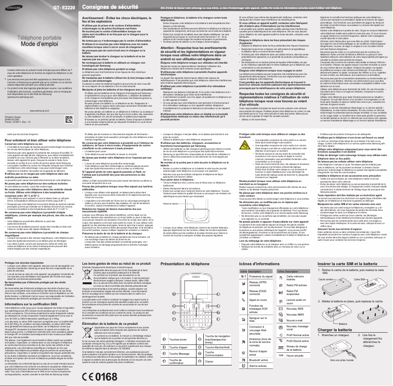 Page n°1 - Manuel utilisateur Samsung Chat 222 GT-E2220
