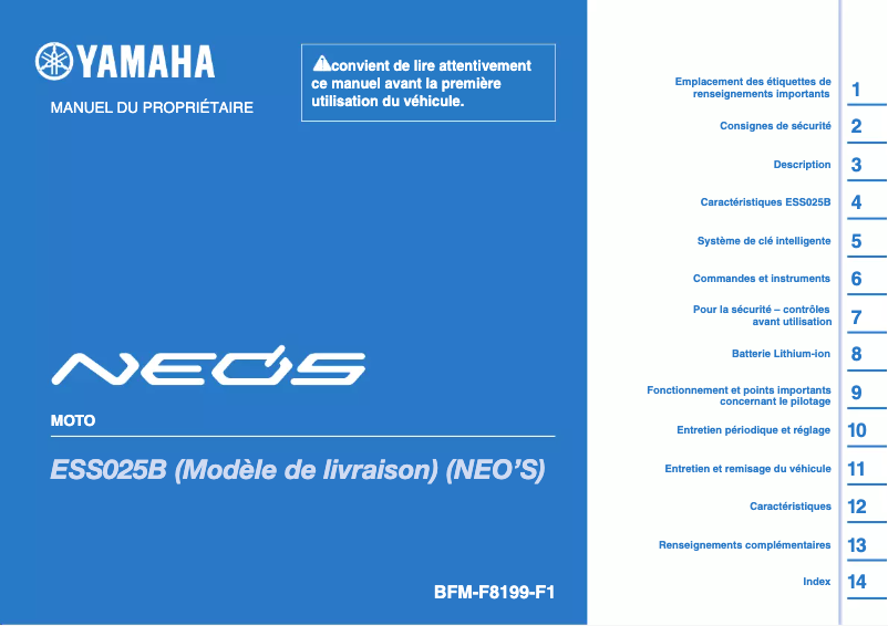 Page n°1 - Manuel utilisateur Yamaha NEO'S (2023)