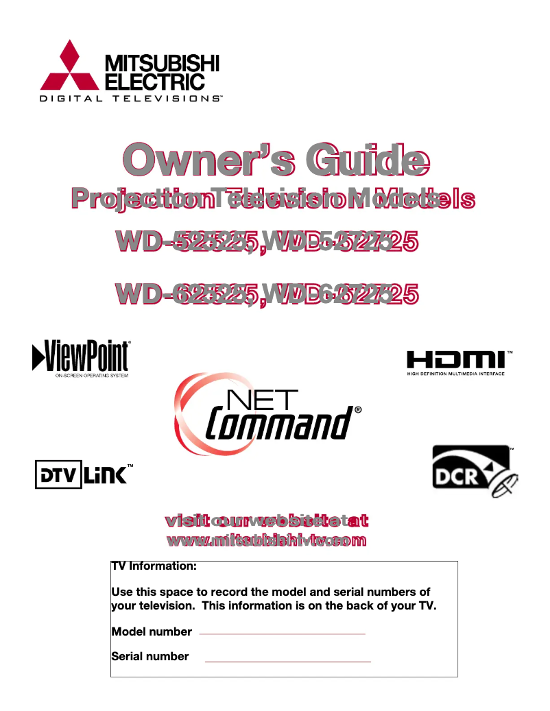 Page n°1 - Manuel utilisateur Mitsubishi WD-62725