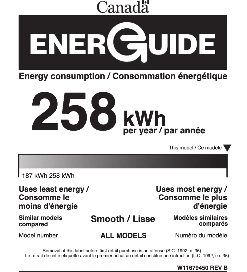 Page 1 of the manual Energy Label Whirlpool WCE55US0HB