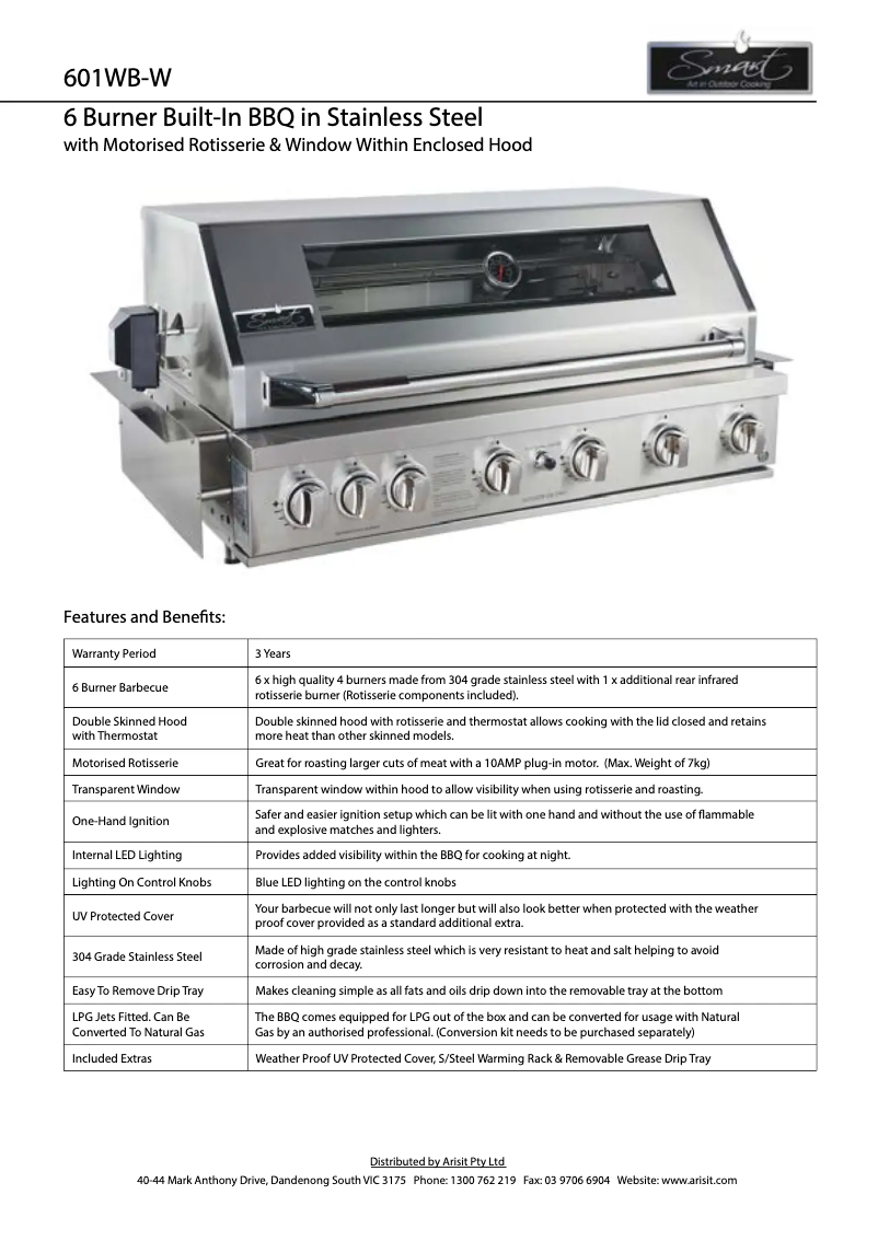 Page 1 de la notice Fiche technique Smart 601WB-W