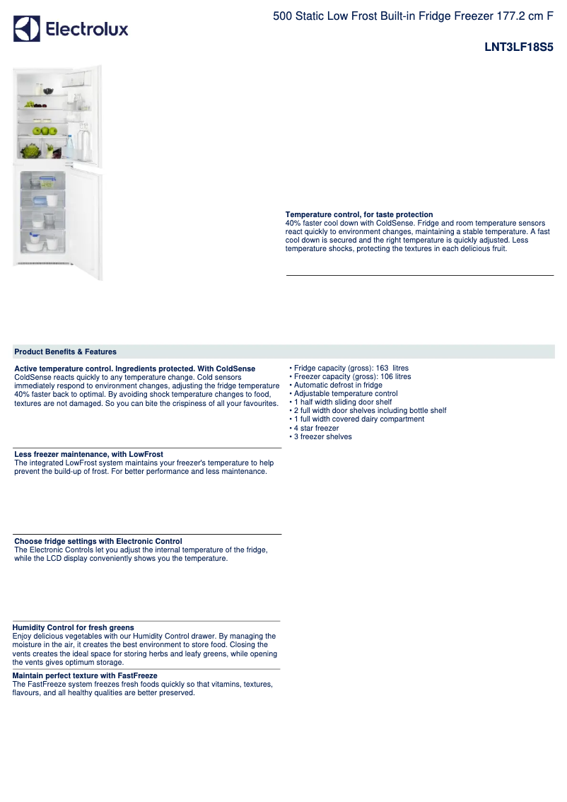 Page n°1 - Fiche technique Electrolux LNT3LF18S5