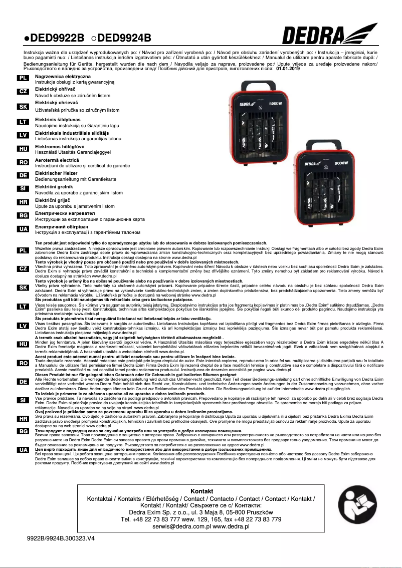 Page 1 de la notice Manuel utilisateur DEDRA DED9924B