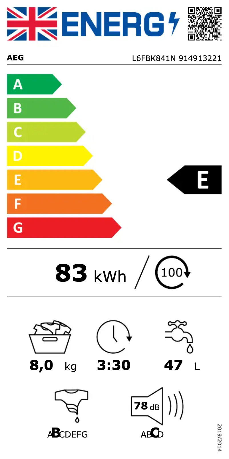 Page n°1 - Label énergétique AEG L6FBK841N