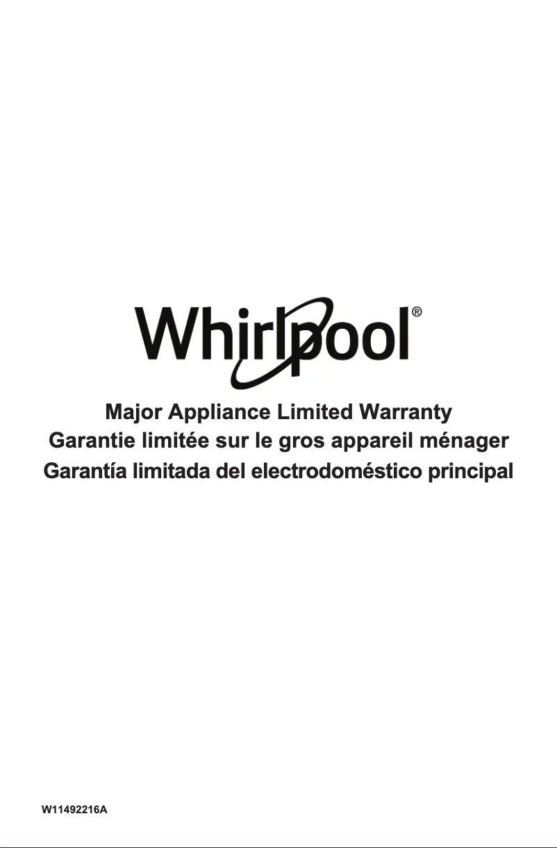 Page 1 de la notice Informations de garantie Whirlpool WRT134TFDM