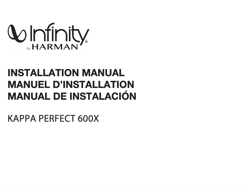 Page 1 de la notice Manuel utilisateur Infinity Kappa Perfect T600X