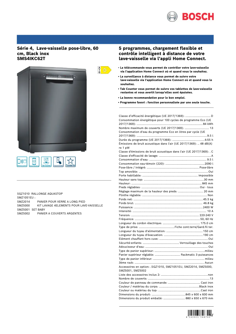 Página 1 del manual Ficha técnica Bosch SMS4IKC62T