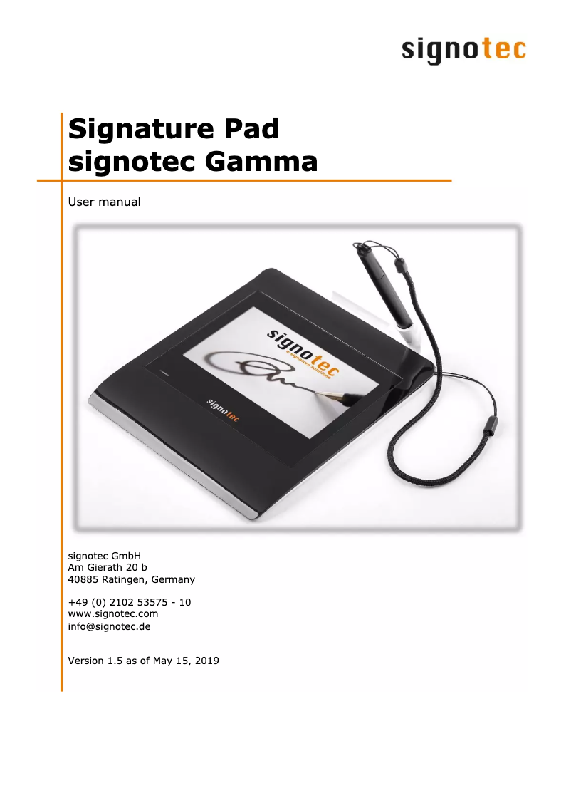 Page 1 de la notice Manuel utilisateur Signotec ST-GERT-3-U100