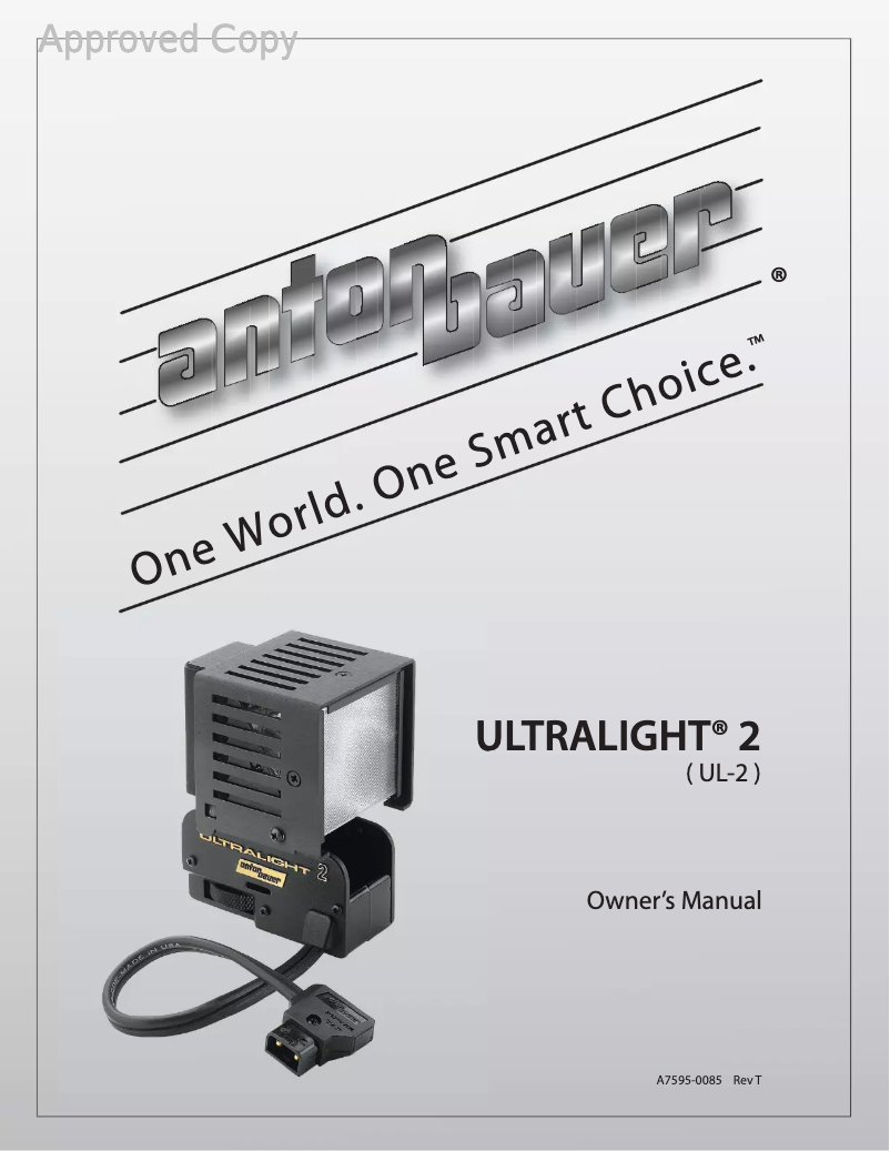 Page 1 de la notice Manuel utilisateur Anton/Bauer Ultralight 2