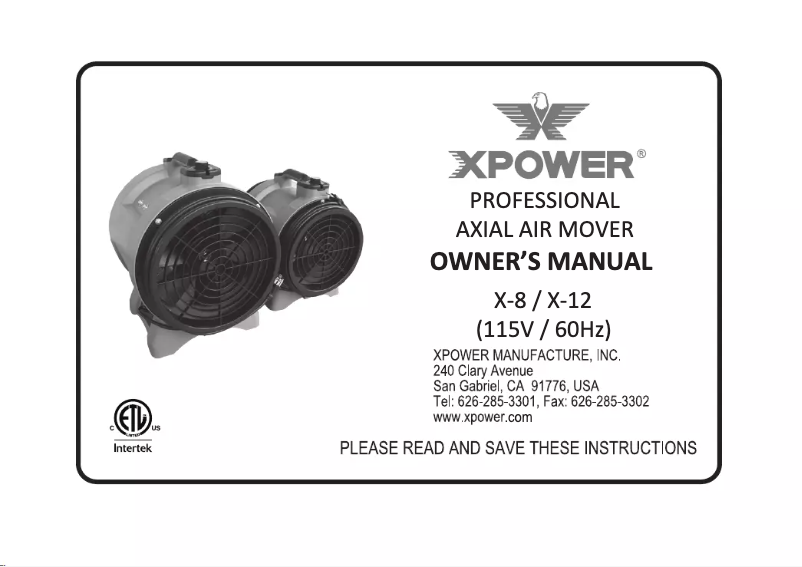 Image de la première page du manuel de l'appareil X-8