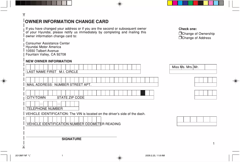 Page 1 de la notice Manuel utilisateur Hyundai Azera (2010)