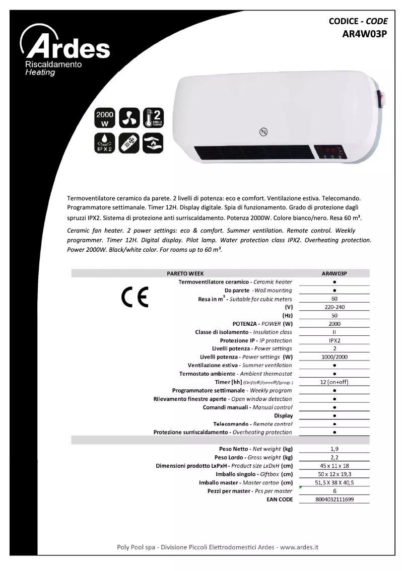Image de la première page du manuel de l'appareil AR4W03P