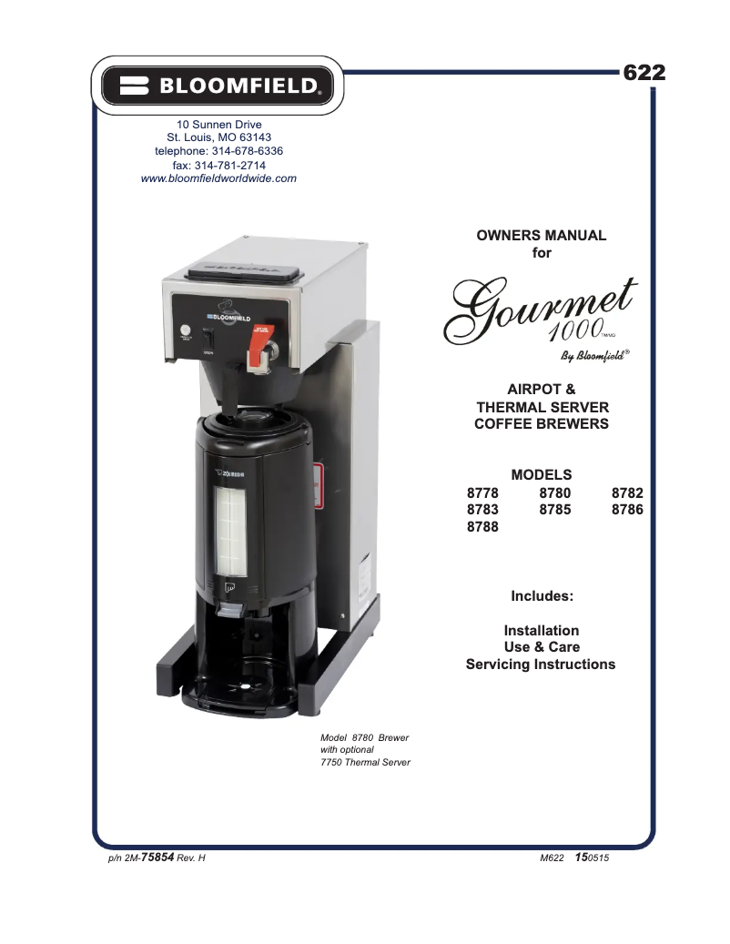 Page n°1 - Manuel utilisateur Bloomfield Gourmet 1000 8785
