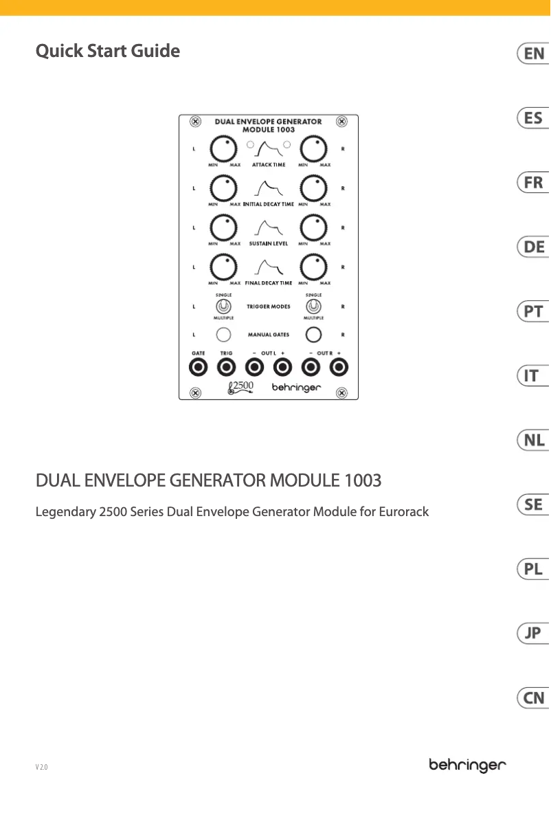 Image de la première page du manuel de l'appareil Dual Envelope Generator Module 1003