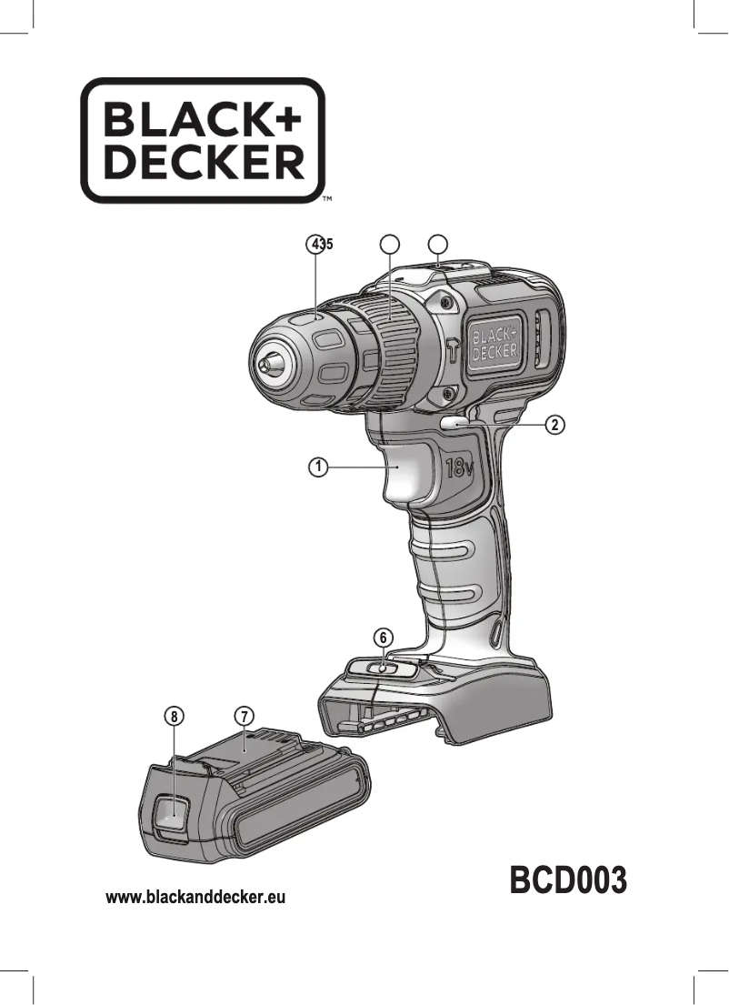 Page 1 de la notice Manuel utilisateur Black & Decker BCD003