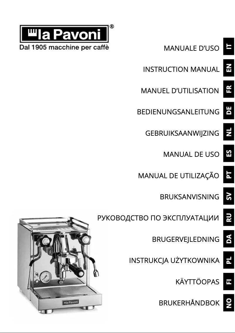 Page 1 de la notice Manuel utilisateur la Pavoni New Cellini Evolution