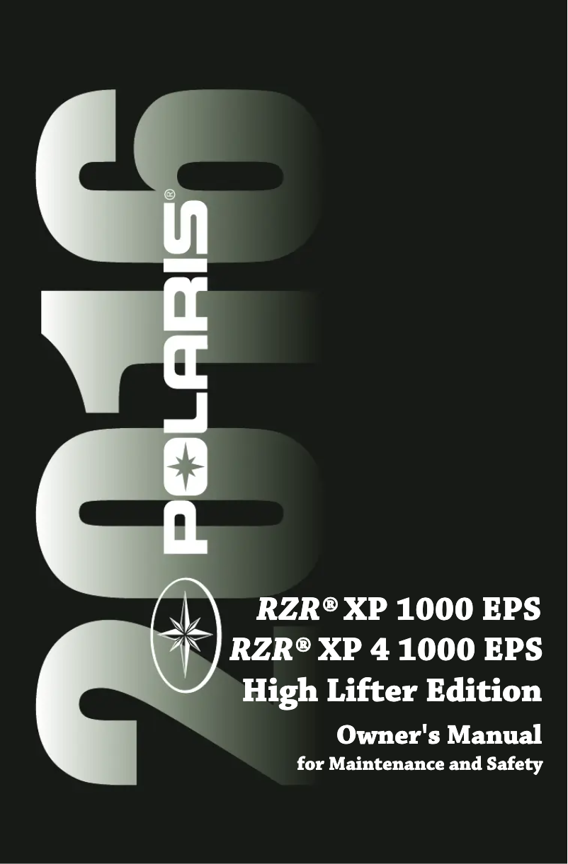 Image de la première page du manuel de l'appareil RZR XP 4 1000 EPS High Lifter (2016)