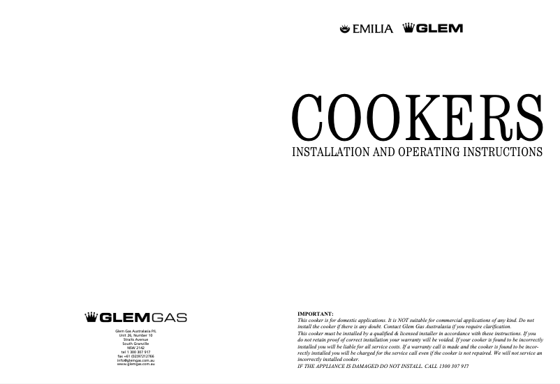 Page n°1 - Manuel utilisateur Glem Gas IT965PROEI2