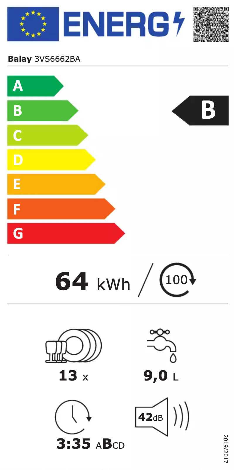 Page n°1 - Label énergétique Balay 3VS6662BA