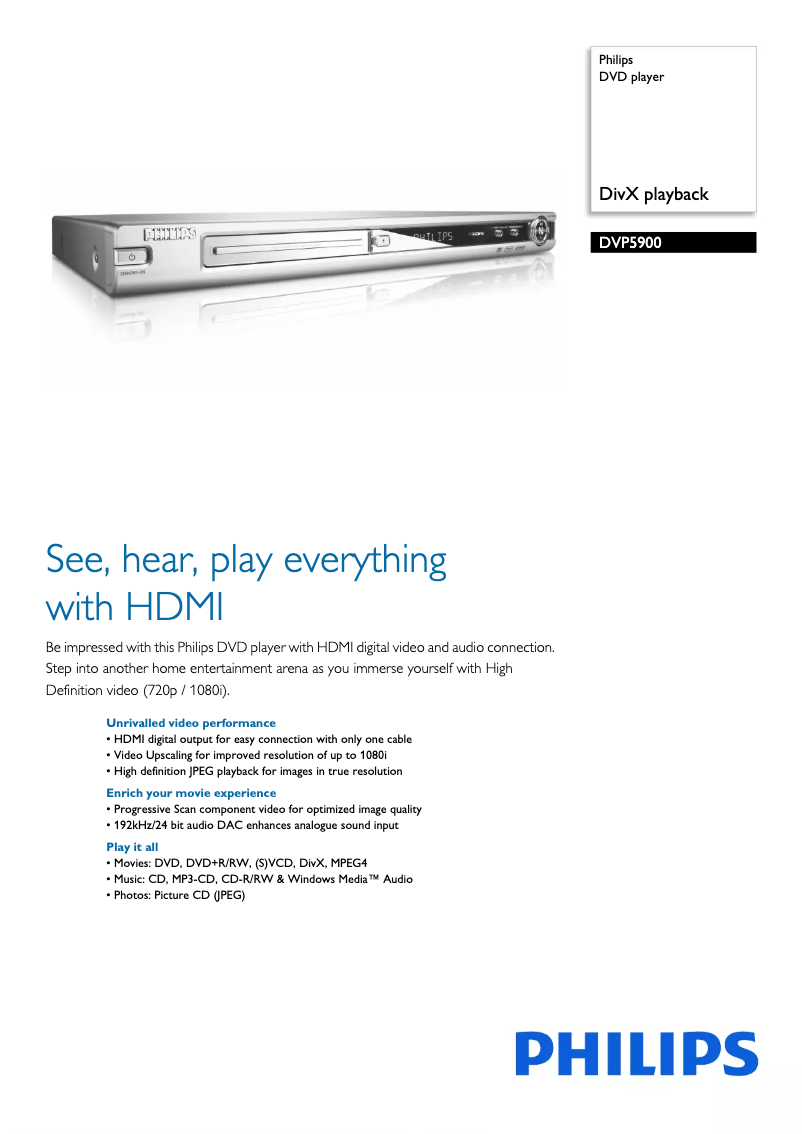 Page 1 of the manual Brochure Philips DVP5900