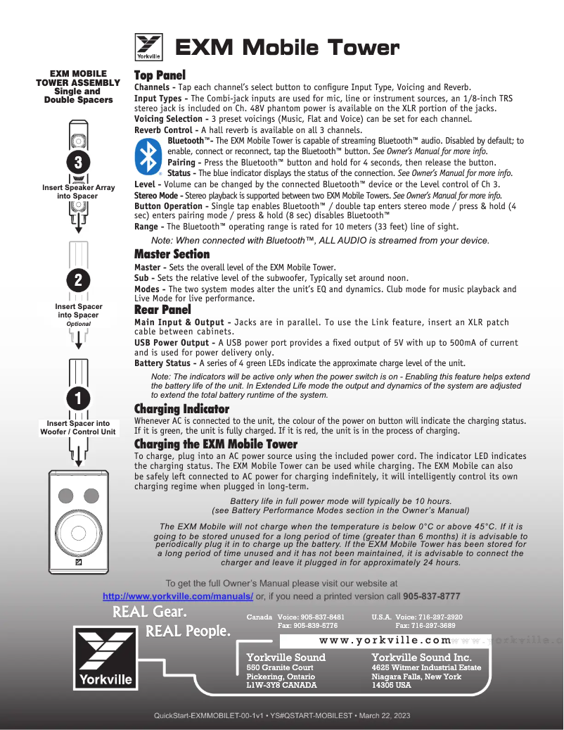 Page n°1 - Guide de démarrage rapide Yorkville EXM MobileTower