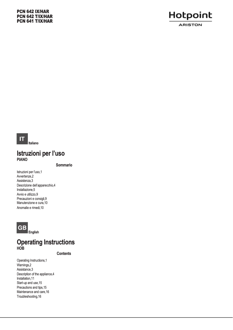 Image de la première page du manuel de l'appareil PCN 642 T/IX/HAR