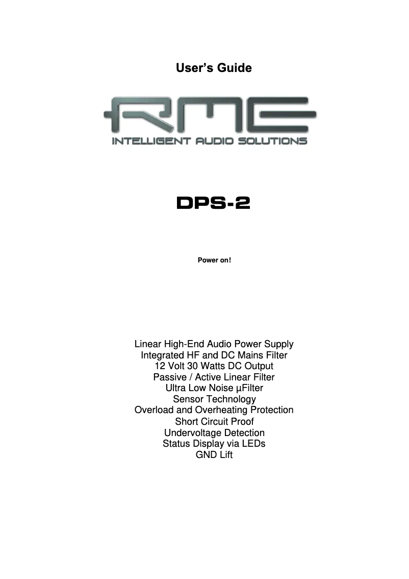 Page n°1 - Manuel utilisateur RME DPS-2