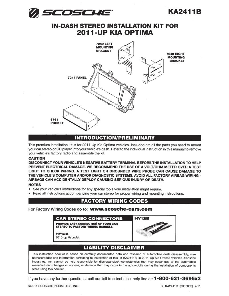 Page 1 de la notice Manuel utilisateur Scosche KA2411B