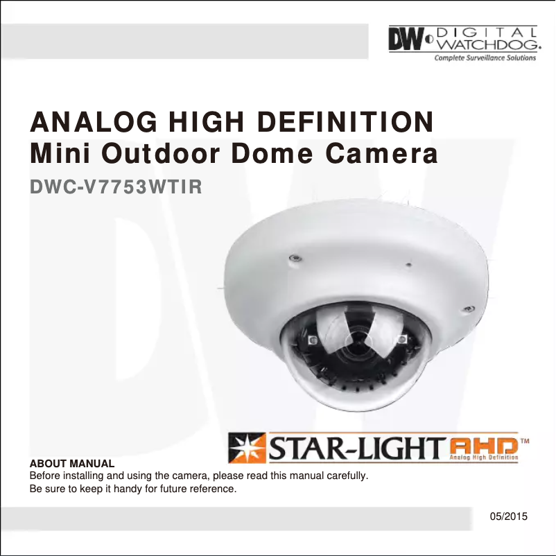 Page 1 de la notice Manuel utilisateur Digital Watchdog Star-Light AHD DWC-V7753WTIR