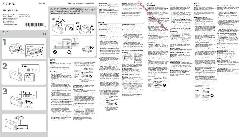 Image de la première page du manuel de l'appareil ICF-306