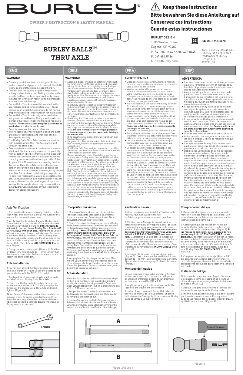 Page n°1 - Manuel utilisateur Burley Ballz Thru Axle