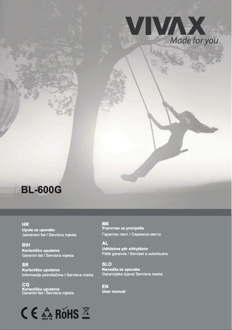 Page n°1 - Manuel utilisateur Vivax BL-600G