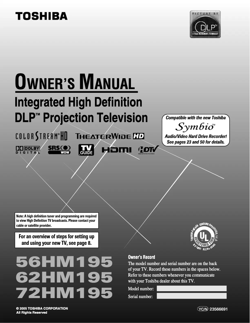 Page n°1 - Manuel utilisateur Toshiba 72HM195
