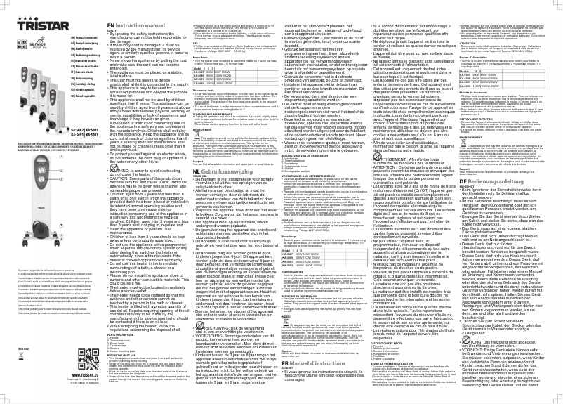 Page 1 de la notice Manuel utilisateur TriStar KA-5091