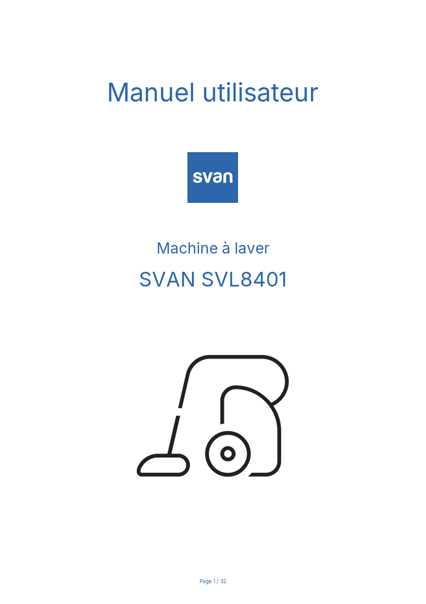 Page n°1 - Manuel utilisateur SVAN SVL8401