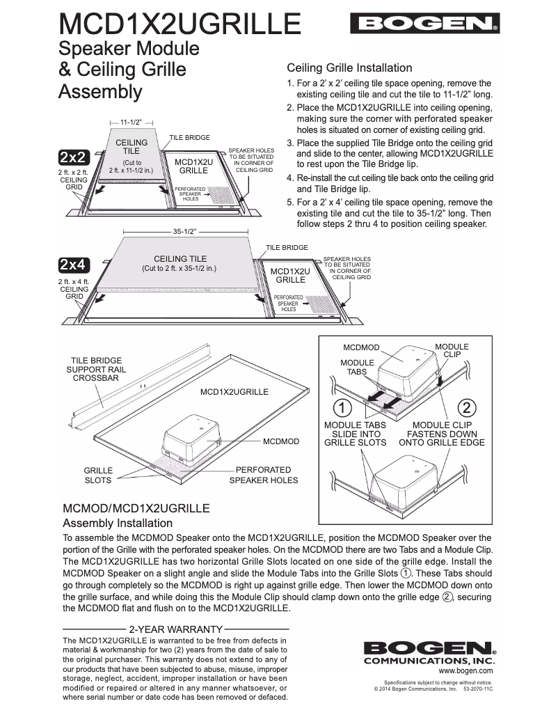 Page 1 de la notice Manuel utilisateur Bogen MCD1X2U