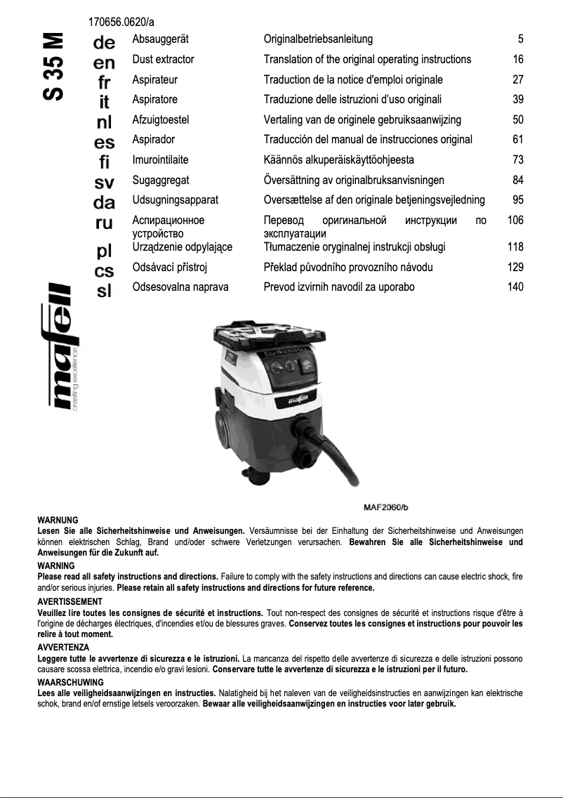 Page 1 de la notice Manuel utilisateur Mafell S 35 M