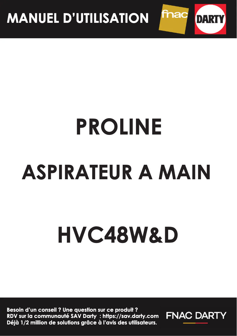 Page 1 de la notice Manuel utilisateur Proline HVC48W&D