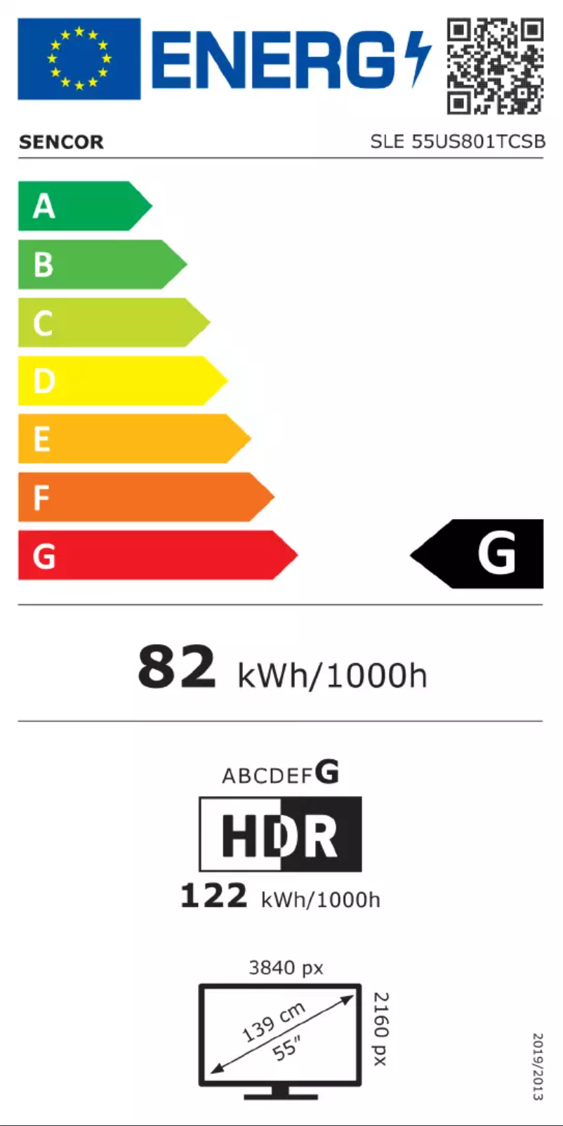 Page n°1 - Label énergétique Sencor SLE 55US801TCSB