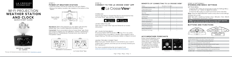 Page 1 de la notice Guide de démarrage rapide La Crosse Technology CA81199