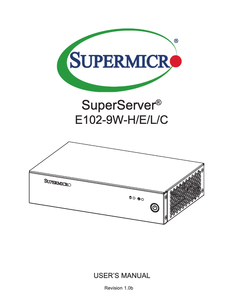Page 1 de la notice Manuel utilisateur Supermicro SuperServer E102-9W-C