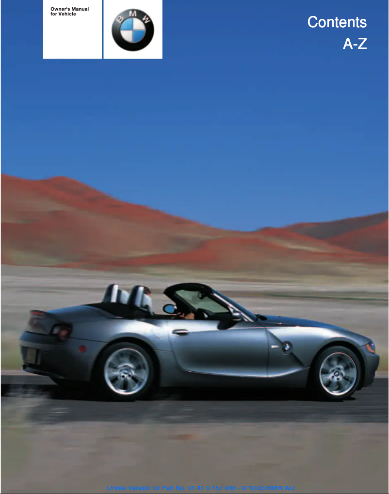 Page 1 de la notice Manuel utilisateur BMW Z4 3.0i (2004)
