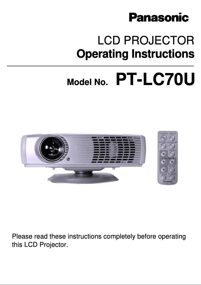 First page image of the manual for PT-LC70U