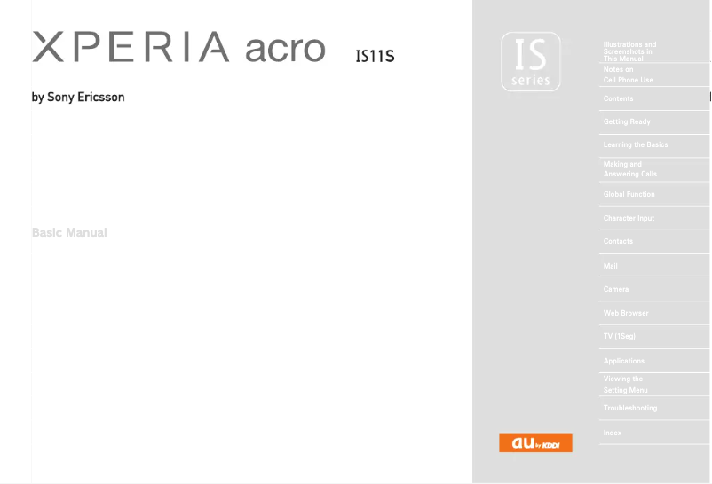 Image de la première page du manuel de l'appareil Xperia Acro